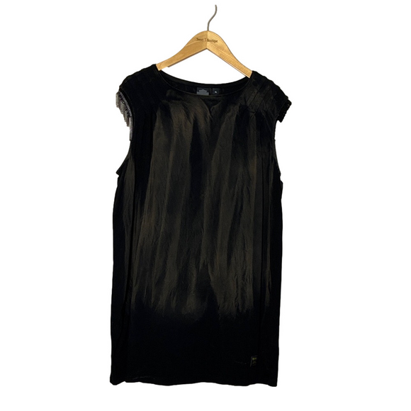 HARLEY DAVIDSON XL Black Brown Knit Cap Sleeve Shift Dress Detachable Chains - Picture 1 of 13